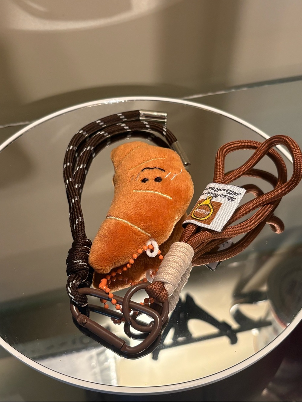 Plush Croissant Keychain Lanyard – Brown - Picture 3 of 4